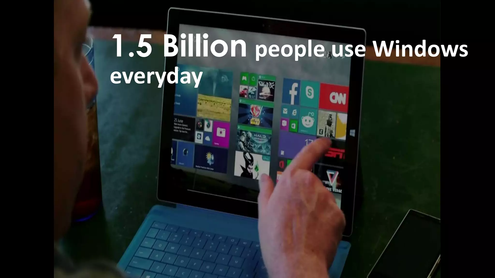 1.5 Billion people use Windows
everyday
 