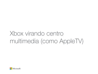 Xbox virando centro
multimedia (como AppleTV)
 