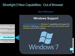 <ul><ul><li>Take advantage of new  Windows 7   capabilities with support for  Superbar  integration,  multitouch user inpu...
