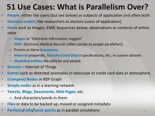 51 Use Cases: What is Parallelism Over?
• People: either the users (but see below) or subjects of application and often bo...
