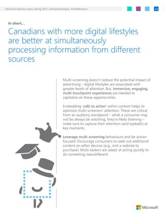 Microsoft attention spans, Spring 2015 | @msadvertisingca #msftattnspans
Canadians with more digital lifestyles
are better...