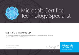 Microsoft certified technology specialist web application imamuddinwp