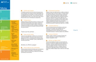 Menu
1 4. Capacités de Microsoft
Dynamics NAV 2015
Microsoft Dynamics
NAV
2
Comment acheter
Microsoft Dynamics
NAV 2015
3
Fonctionnalités dans
Microsoft Dynamics
NAV 2015
4
Capacités de
Microsoft Dynamics
NAV 2015
5
Ressources Microsoft
Gestion financière
 Généralités
 Immobilisations
 Gestion de trésorerie
Gestion de la chaîne
logistique
 Ventes et effets à
recevoir
 Taxes sur les ventes
 Achats et effets à payer
 Stock
 Gestion d'entrepôt
Fabrication
 Bases
 Fabrication agile
 Planification des
approvisionnements
 Planification de la
capacité
Gestion de projet
 Ressources
 Projets
Ventes, marketing et
gestion des services
 Ventes et marketing
 Gestion des services
Gestion des ressources
humaines (RH)
Langues
Configuration et
développement
 Objets d'application
 Autre
 Modules locaux
GESTION FINANCIÈRE
Généralités
Tableaux d'analyses
Un puissant outil de rapport financier aide les comptables et les
analystes financiers à extraire les principales données métier à
partir du plan comptable, des budgets, des comptes de
trésorerie et des types de coûts sous forme de rapport. Cela
permet de contrôler de façon efficace la santé de l'entreprise et
de fournir des informations pertinentes aux décideurs. Vous
pouvez choisir les comptes que vous souhaitez surveiller,
changer l'ordre des comptes, traiter les valeurs de diverses
manières, définir les colonnes à imprimer, changer la
description des comptes et ajouter des notes.
De plus, vous pouvez effectuer des calculs simples sur les
données sélectionnées dans la feuille de calcul des comptes et
comparer les chiffres actuels avec vos budgets et avec
l'historique.
Ventilations
Vous pouvez ventiler les écritures du grand livre sur divers
comptes, départements et projets en utilisant des clés
d'allocation basées sur des montants, des pourcentages ou des
quantités.
Comptabilité générale de base
Ce module inclut toutes les fonctionnalités élémentaires
nécessaires pour tenir une comptabilité générale, suivre les
comptes et les journaux généraux, payer la TVA, éditer une
feuille abonnement et les codes journaux. Ce module inclut
également les fonctionnalités suivantes :
 Fonctions pour des rapports internes et externes.
 Services RapidStart pour Microsoft Dynamics NAV.
 Approbation des documents ventes et achats.
 Validation et rapports dans la devise par défaut de votre
entreprise.
 Validation et rapports dans une devise supplémentaire
avec le module Devises multiples.
 Capacité à exporter des données de n'importe quel
formulaire vers Word ou Microsoft Excel®
avec des feuilles
de style.
 Capacité d'établir des liens vers des documents externes.
 Deux langues – anglais américain et une autre.
 Définition de la stratégie d'archivage des documents
achats et ventes.
 Validation en tâche de fond.
14 sur 35
 