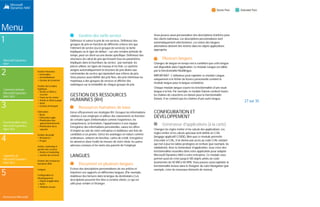 Menu
1
Microsoft Dynamics
NAV
2
Comment acheter
Microsoft Dynamics
NAV 2015
3
Fonctionnalités dans
Microsoft Dynamics
NAV 2015
4
Capacités de
Microsoft Dynamics
NAV 2015
5
Ressources Microsoft
Gestion financière
 Généralités
 Immobilisations
 Gestion de trésorerie
Gestion de la chaîne
logistique
 Ventes et effets à
recevoir
 Taxes sur les ventes
 Achats et effets à payer
 Stock
 Gestion d'entrepôt
Fabrication
 Bases
 Fabrication agile
 Planification des
approvisionnements
 Planification de la
capacité
Gestion de projet
 Ressources
 Projets
Ventes, marketing et
gestion des services
 Ventes et marketing
 Gestion des services
Gestion des ressources
humaines (RH)
Langues
Configuration et
développement
 Objets d'application
 Autre
 Modules locaux
Gestion d'assemblages
Définissez une liste d'articles, de composants, de sous-
ensembles et/ou de ressources dans une nomenclature
d'assemblage qui compose un article fini ou un kit. Utilisez une
commande d'assemblage pour réapprovisionner tous les articles
qui composent cet assemblage. Reprenez les conditions
spéciales du client sur la nomenclature du kit à partir du devis,
de la commande ouverte ou de la ligne de commande dans le
processus de commande de l'assemblage.
Transferts d'emplacements
Vous pouvez déplacer des articles d'un emplacement à un
autre, l'inventaire se met à jour. Vous pouvez prendre en
compte la valeur des articles en cours de déplacement et leur
valeur à différents emplacements.
Emplacements multiples
Gérez un stock réparti sur plusieurs emplacements, comme une
usine de production, des centres de distribution, des entrepôts,
des salles de démonstration, des magasins et des camions.
Articles non stockés
Proposez à vos clients des articles qui ne font pas partie de
votre stock habituel mais que vous pouvez obtenir auprès de
vos fournisseurs ou de vos fabricants. Ces articles sont
enregistrés comme articles non stockés mais sont traités
comme tout autre article.
Prélèvement
Facilitez le travail des magasiniers qui prélèvent les produits
dans les rayons. Les prélèvements sont gérés via une interface
utilisateur distincte lors de l'expédition des articles commande
par commande.
Rangement
Facilitez le travail des magasiniers qui rangent les
produits dans les rayons. Les rangements sont gérés via
une interface utilisateur distincte lors de la réception des
articles commande par commande.
Feuille de calcul coût standard
Cette feuille permet de voir et de mettre à jour facilement les
coûts standards. Elle donne aux contrôleurs internes un moyen
efficace et fiable d'obtenir une valeur précise du stock. Vous
travaillez sur cette feuille Microsoft Dynamics NAV comme vous
le feriez dans Excel. Cette feuille présente les coûts standards
actuels. Elle permet de préparer une mise à jour de ces coûts
sans que les changements envisagés aient un effet immédiat
dans le système.
Avec cette feuille, vous pouvez :
 Préparer des mises à jour de coûts sur des composants
achetés. Vous pouvez trier sur différents critères dans
plusieurs feuilles simultanément puis consolider les
résultats obtenus.
 Simuler le coût du produit fini à partir des modifications
apportées aux composants de ce produit.
 Exécuter les modifications à une date donnée en étant
sûr que toute réévaluation des coûts sera prise en
compte par le système.
Références (SKU)
Gérez par références SKU (Stock Keeping Unit). Des articles
identiques ayant la même référence peuvent être stockés à des
emplacements différents et gérés de façon individuelle à chaque
emplacement. Ajoutez des informations sur les coûts, le réassort,
la fabrication, etc., en fonction de l'emplacement.
Réception entrepôt
Facilitez le travail des magasiniers qui rangent les produits dans
les rayons. Les rangements sont gérés via une interface
utilisateur distincte lors de la réception des articles.
22 sur 35
 