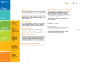 Menu
1
Microsoft Dynamics
NAV
2
Comment acheter
Microsoft Dynamics
NAV 2015
3
Fonctionnalités dans
Microsoft Dynamics
NAV 2015
4
Capacités de
Microsoft Dynamics
NAV 2015
5
Ressources Microsoft
Gestion financière
 Généralités
 Immobilisations
 Gestion de trésorerie
Gestion de la chaîne
logistique
 Ventes et effets à
recevoir
 Taxes sur les ventes
 Achats et effets à payer
 Stock
 Gestion d'entrepôt
Fabrication
 Bases
 Fabrication agile
 Planification des
approvisionnements
 Planification de la
capacité
Gestion de projet
 Ressources
 Projets
Ventes, marketing et
gestion des services
 Ventes et marketing
 Gestion des services
Gestion des ressources
humaines (RH)
Langues
Configuration et
développement
 Objets d'application
 Autre
 Modules locaux
Journalisation de la messagerie pour
Microsoft Exchange Server
Enregistrez toute votre correspondance par emails. Enregistrez
les messages émis ou reçus via Microsoft Dynamics NAV ou
Microsoft Outlook®
, et configurez le programme pour une
journalisation automatique ou manuelle dans Microsoft
Dynamics NAV. La solution est liée au serveur et nécessite
Microsoft Exchange Server. (Consultez les conditions requises
par Microsoft Dynamics NAV.)
Gestion des opportunités
Suivez les opportunités de ventes. Divisez votre processus de
vente en plusieurs étapes et suivez chaque étape.
Intégration dans Outlook
Synchronisez vos tâches et vos contacts dans Microsoft
Dynamics NAV avec les réunions, les tâches et les contacts dans
Outlook. Créez, modifiez, annulez et supprimez dans une
application, et synchronisez avec Outlook à l'heure de votre
choix. Vous pouvez aussi personnaliser la synchronisation en
ajoutant des champs ou des entités à synchroniser.
Gestion des Tâches
Organisez les tâches relatives à vos activités commerciales et
marketing. Créez des tâches et assignez-les à des utilisateurs ou
à des groupes d'utilisateurs. Créez automatiquement des tâches
et des activités composées de tâches.
Gestion des services
Planification et affectation
Affectez du personnel aux ordres d'exécution. Enregistrez des
éléments, comme l'état des ordres d'exécution. Gérez les
informations sur les techniciens et le personnel de service, puis
filtrez en fonction de leur disponibilité et de leurs compétences.
Affichez les tâches classées par priorité, par charges de service
et par escalade.
Gestion des contrats de service
Établissez un contrat avec le client définissant le niveau de
service à apporter. Avec ce module, vous pouvez :
 Gérer l'historique, le renouvellement et les modèles de
contrats.
 Gérer la garantie sur les éléments du service et les pièces
détachées.
 Enregistrer des détails comme les niveaux de service,
les temps de réponse, les remises, l'historique de
chaque contrat, les pièces remplacées et le temps de
main d'œuvre.
 Mesurer la rentabilité d'un contrat.
 Générer des devis pour les contrats.
Nous vous conseillons d'utiliser aussi les modules Gestion des
commandes de service et Gestion des articles de service.
Gestion des articles de service
Enregistrez et suivez vos articles de service, y compris les
informations de contact, la gestion des composants, les
références des pièces et la garantie. Utilisez la fonctionnalité
Analyse Trandscape pour afficher des indicateurs de
performance sur un élément de service et sur une période de
temps.
Gestion des commandes de service
Enregistrez les demandes d'après-vente comme les
demandes de service, les commandes de service, les
demandes de réparation. Les demandes de service peuvent
être créées automatiquement selon les termes de votre
contrat de service. Les données de la commande de service
sont saisies par l'employé du centre d'appels ou par votre
atelier de réparation. Ce module permet aussi d'enregistrer
des commandes de service impromptues ou uniques.
Enregistrez et gérez les équipements loués aux clients. Obtenez
l'historique complet de vos commandes de service et de vos
devis via le journal des commandes de service.
26 sur 35
 