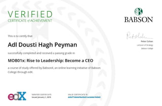 Rise to Leadership: Become a CEO-Peyman ADL DOUSTI HAGH