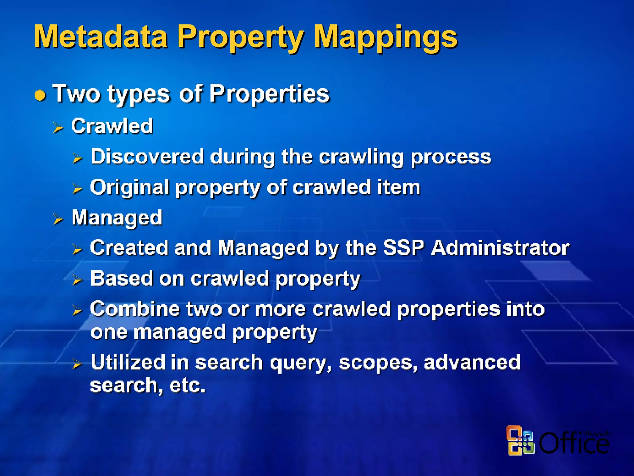 Metadata Property Mappings 