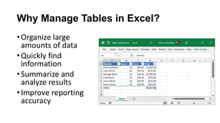 Mastering Microsoft Excel: Tables, XLOOKUP, and PivotTables for Data ...