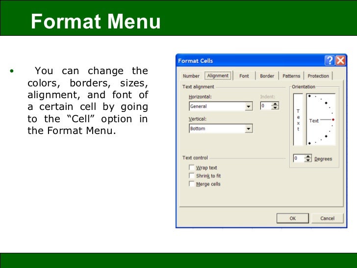 microsoft excel presentation excel format menu