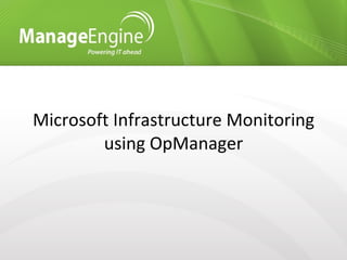Microsoft Infrastructure Monitoring using OpManager 