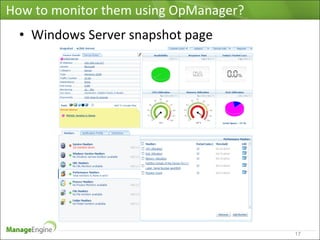 Microsoft Infrastructure Monitoring using OpManager | PPT