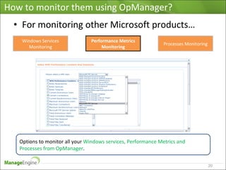 Microsoft Infrastructure Monitoring using OpManager | PPT | Operating ...