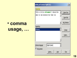 comma usage, … 19 
