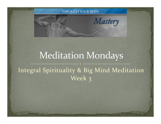 Integral Spirituality & Big Mind Meditation
                   Week 3
 