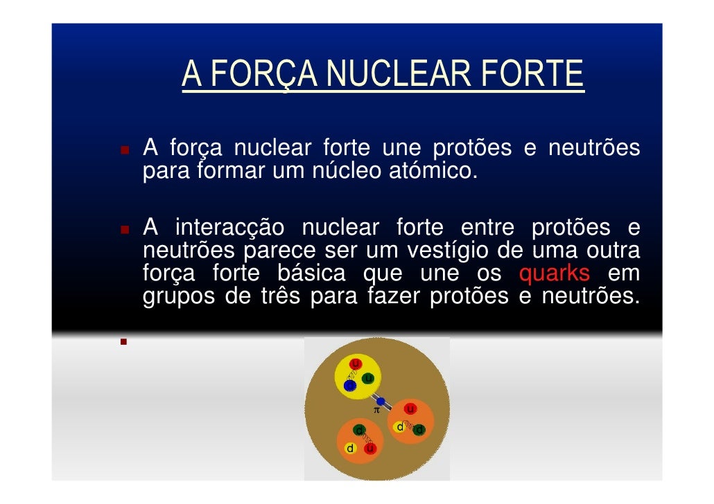 Resultado de imagem para atuação da força nuclear forte