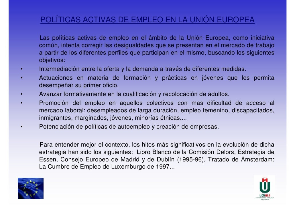 POLÍTICAS ACTIVAS DE EMPLEO EN LA U.E.