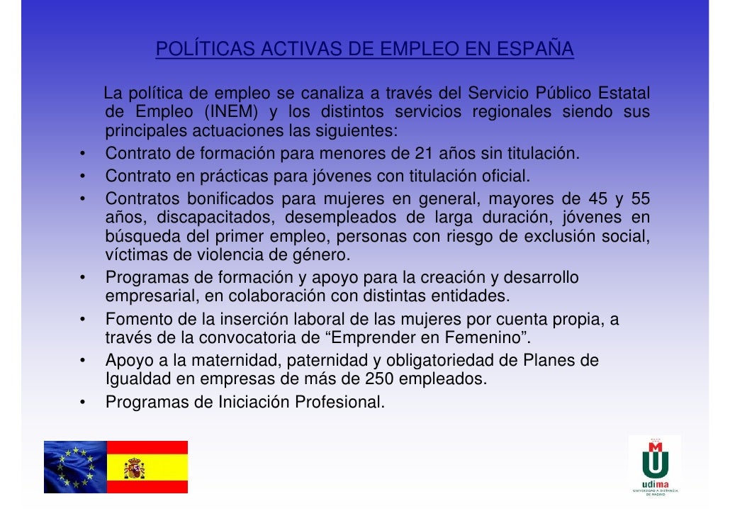 POLÍTICAS ACTIVAS DE EMPLEO EN LA U.E.