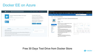 Docker EE on Azure
Free 30 Days Test Drive from Docker Store
 