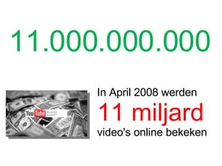 11.000.000.000 In April 2008 werden 11 miljard  video's online bekeken 