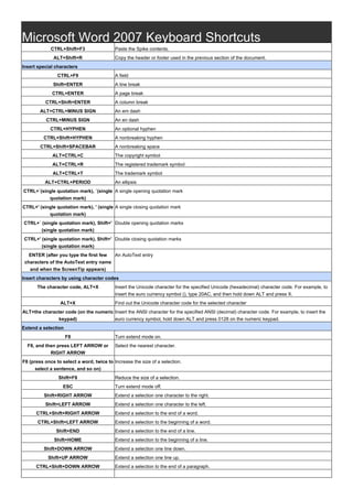 Microsoft word-2007-keyboard-shortcuts | PDF