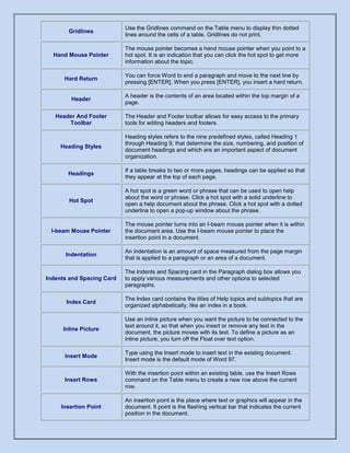 Microsoft 2010 word glossary | DOCX