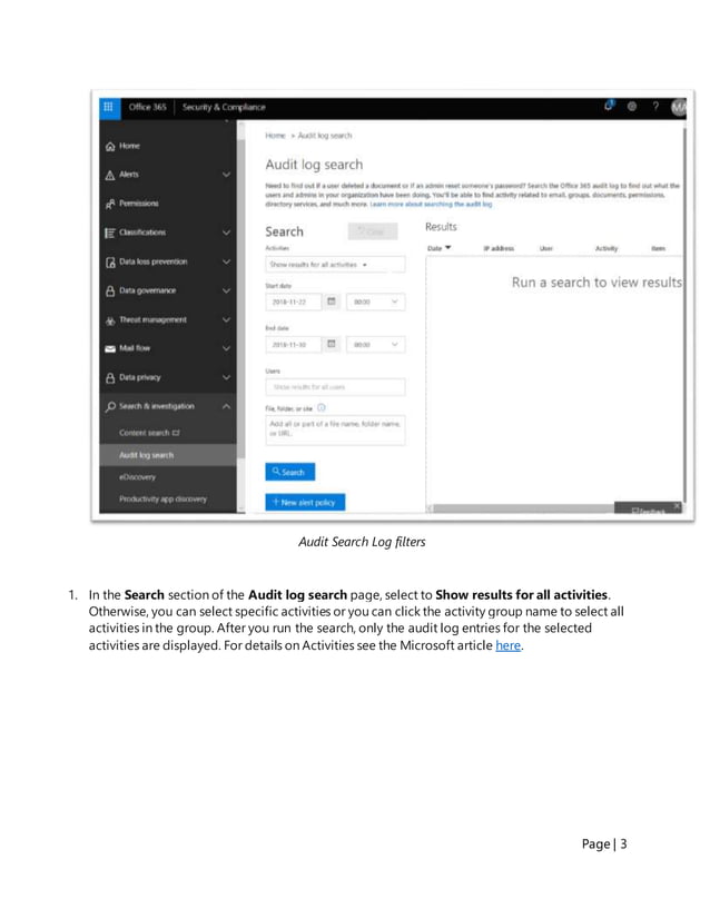 Microsoft 365 Audit Log Reports - M365 Learning Document | DOCX ...