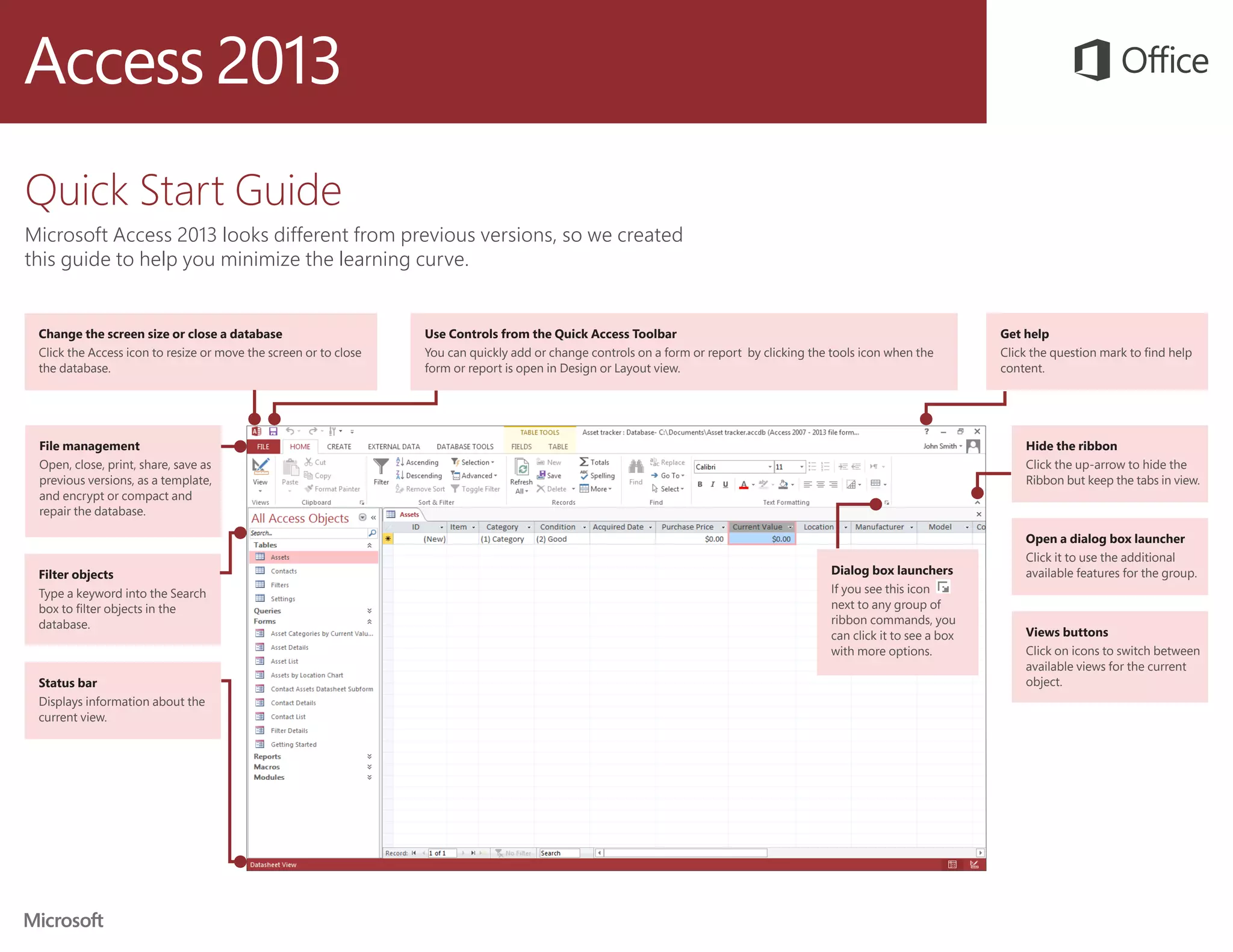 Quickstart Microsoft access 2013 | PDF
