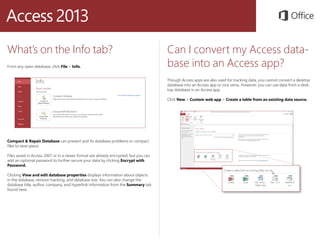 Quickstart Microsoft access 2013 | PDF