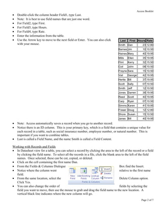 Microsoft access exercises | DOC