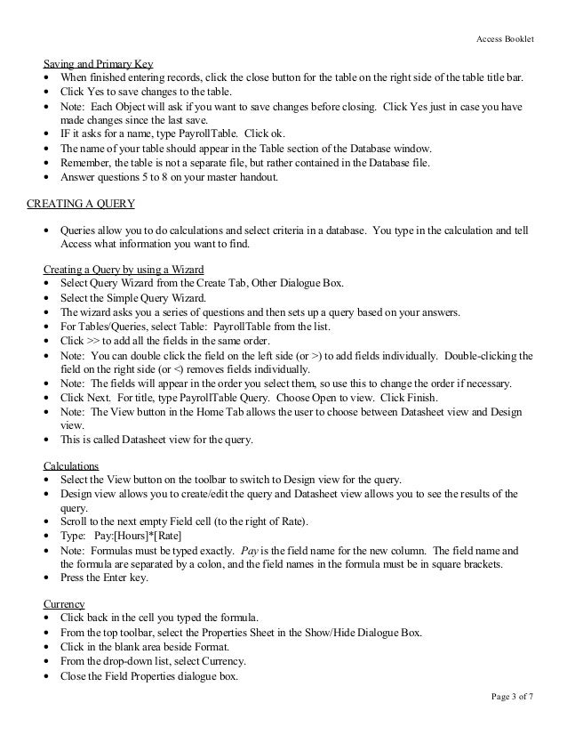 Microsoft Access Exercises With Answers Pdf Exercisewalls
