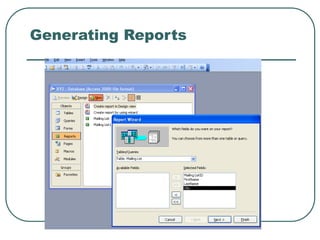 Generating Reports
 