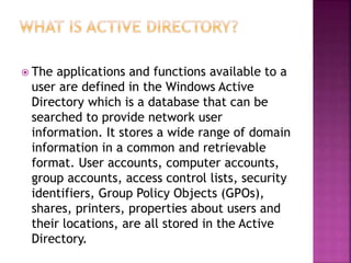 Microsoft active directory services aliya presentation | PPTX