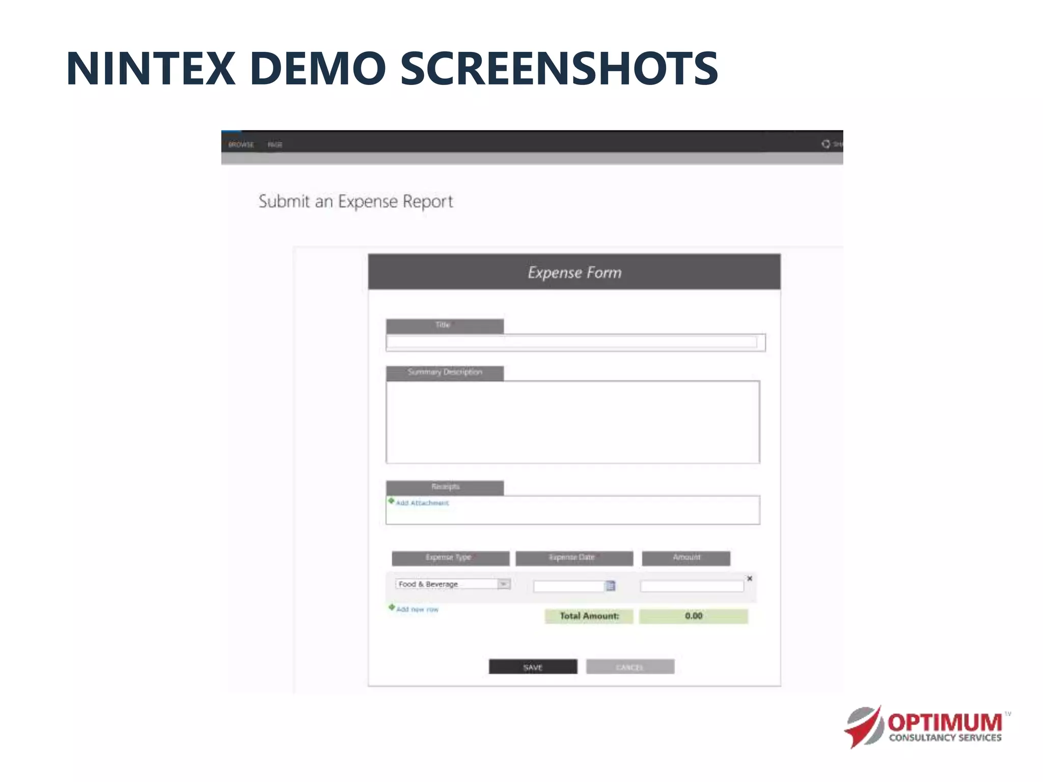 NINTEX DEMO SCREENSHOTS
 