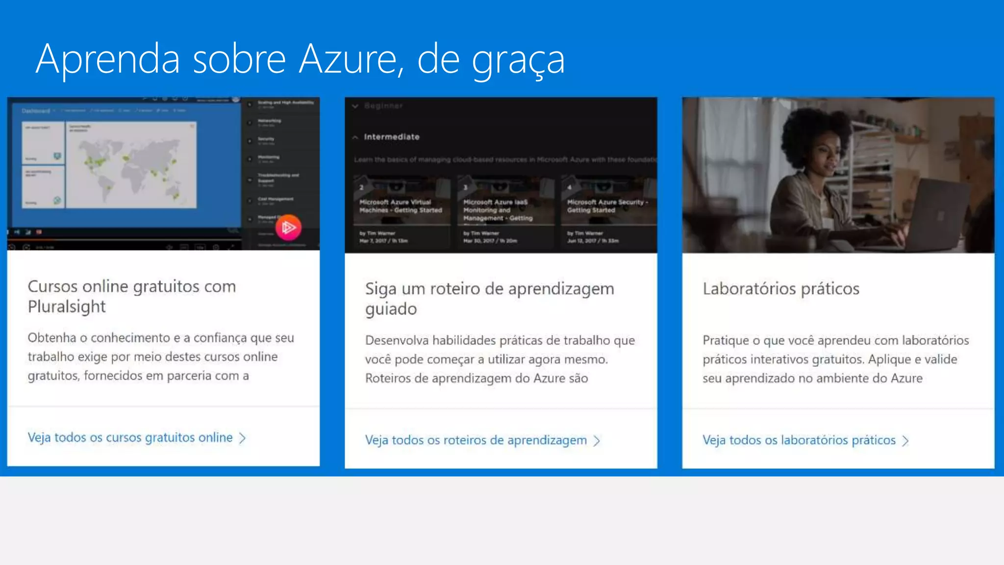 Aprenda sobre Azure, de graça
 