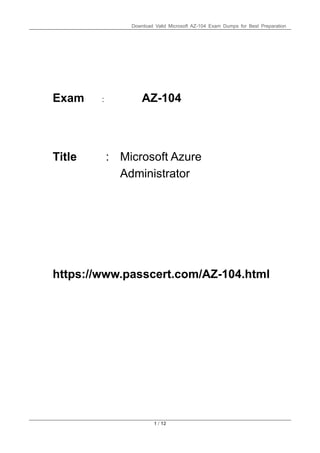 Microsoft Azure Administrator AZ-104 PDF Dumps 2025.pdf