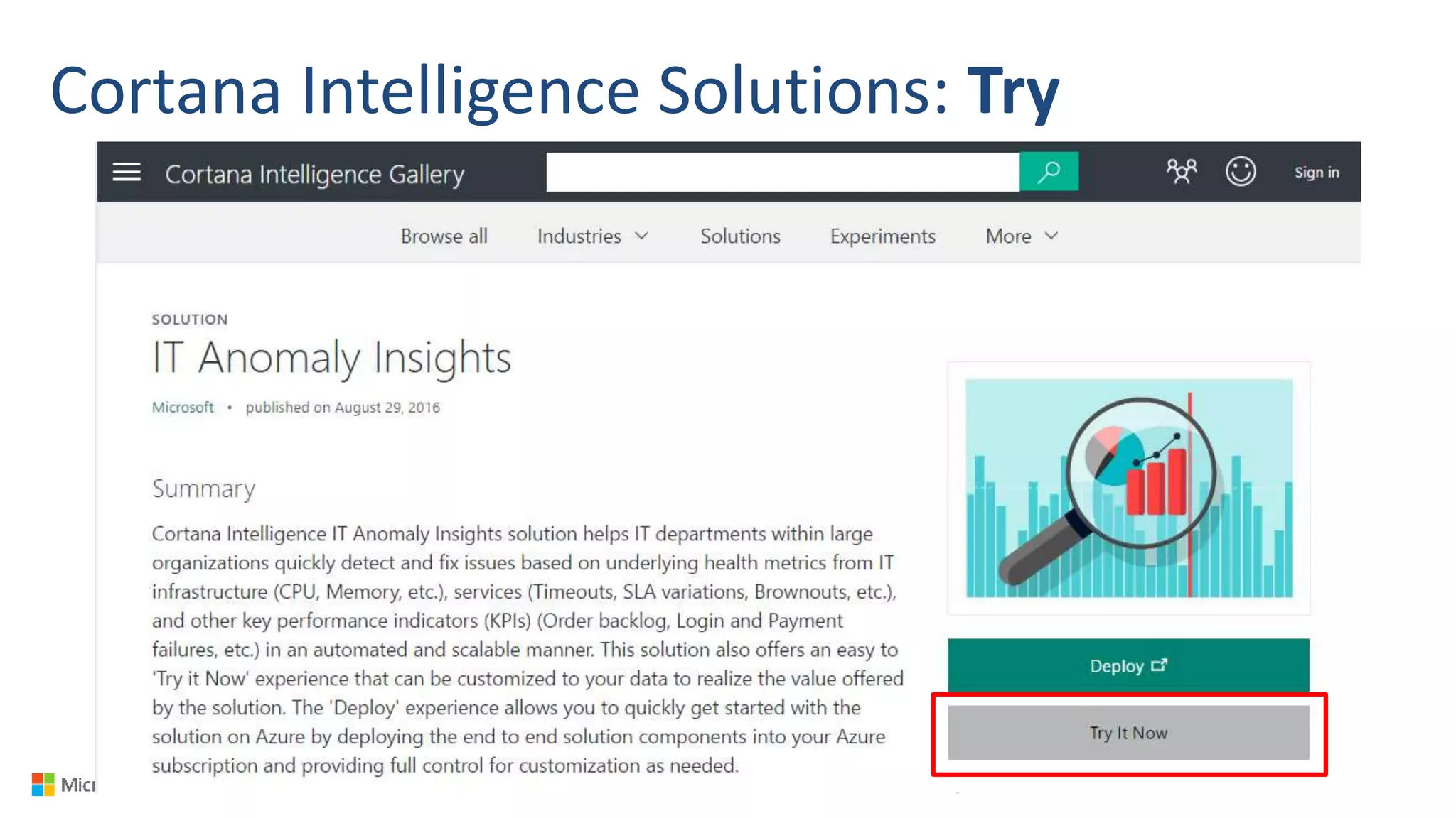 Cortana Intelligence Solutions: Try
 