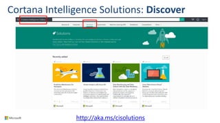 Cortana Intelligence Solutions: Discover
http://aka.ms/cisolutions
 