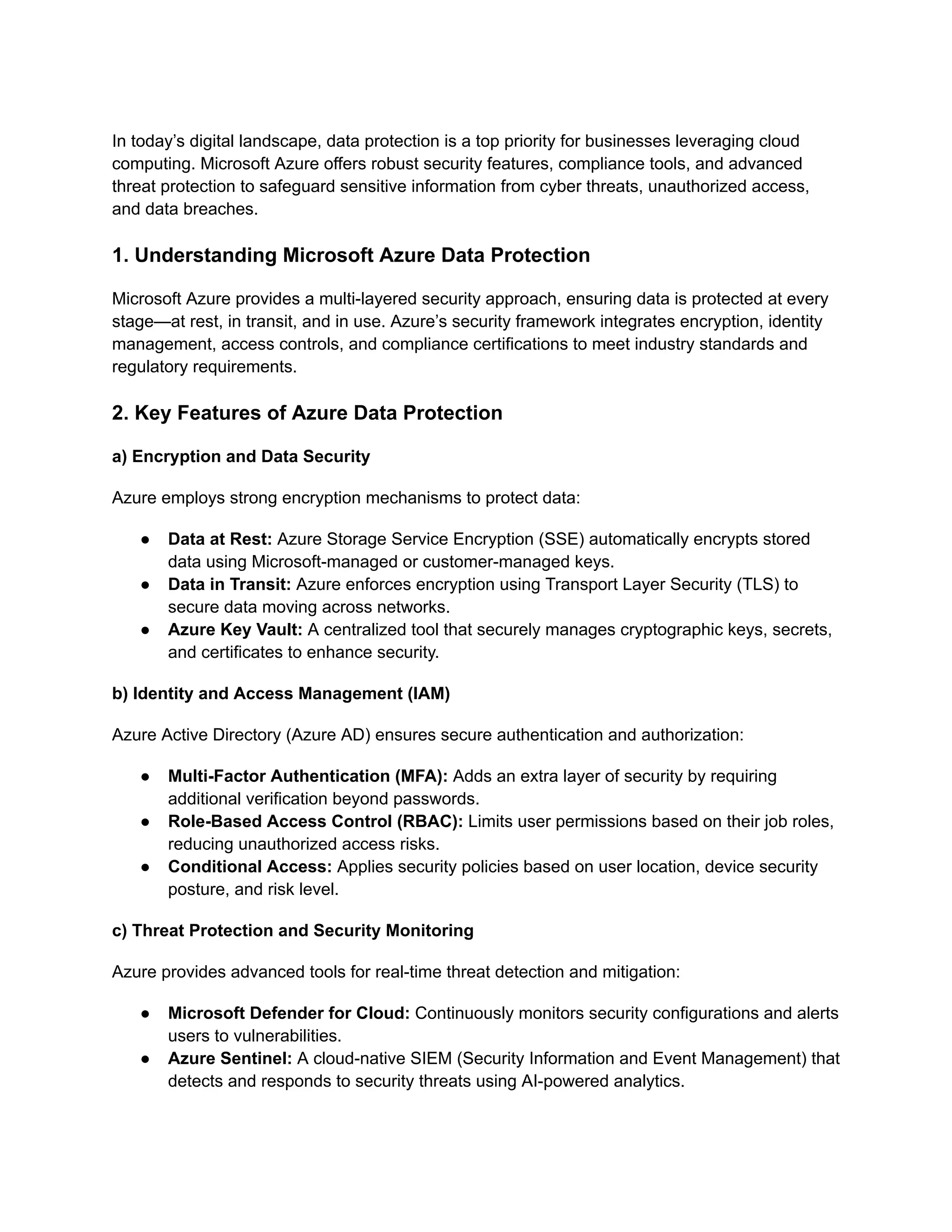 Microsoft Azure Data Protection_ Ensuring Security and Compliance | PDF