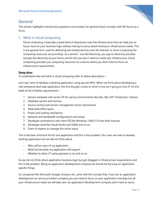 Microsoft azure interview questions | PDF