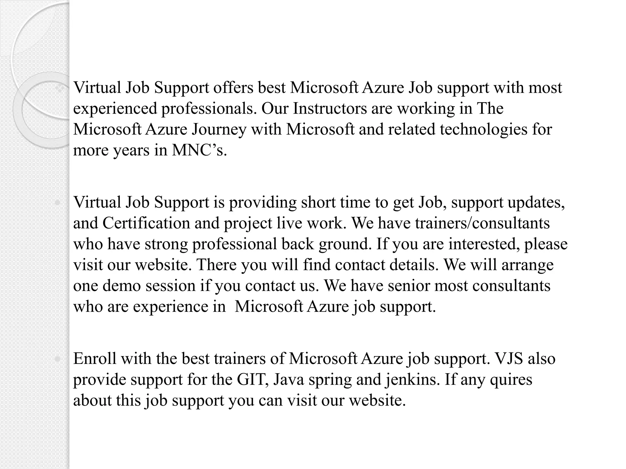 Microsoft azure job support ppt PPTX