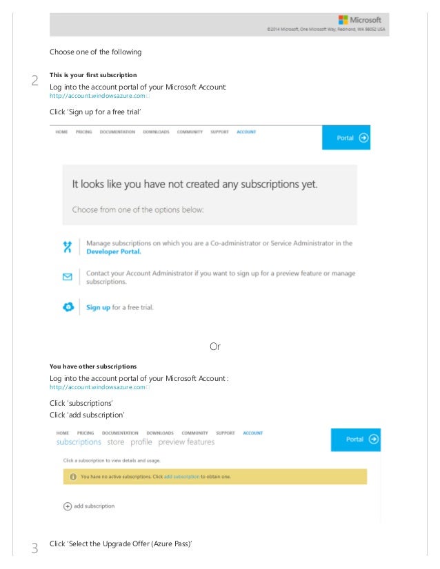 Microsoft azure pass how to