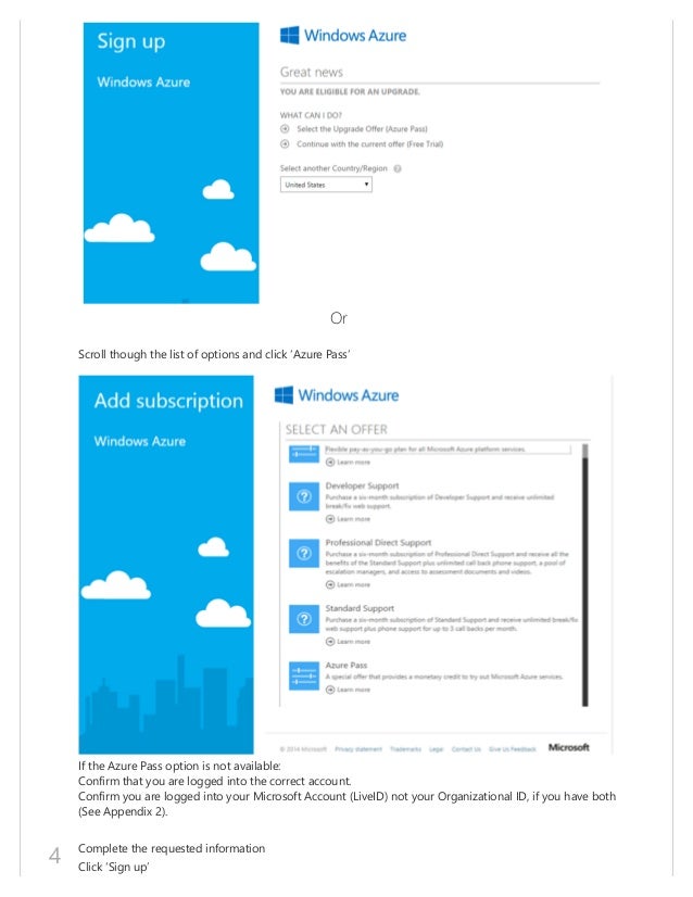 Microsoft azure pass how to