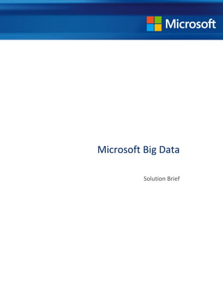 Microsoft Big Data
Solution Brief
 
