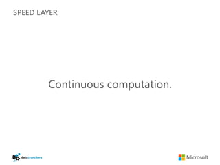 SPEED LAYER




        Continuous computation.
 
