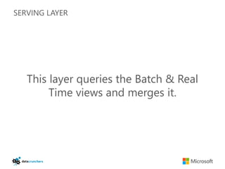 SERVING LAYER




   This layer queries the Batch & Real
        Time views and merges it.
 