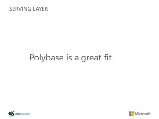 SERVING LAYER




      Polybase is a great fit.
 