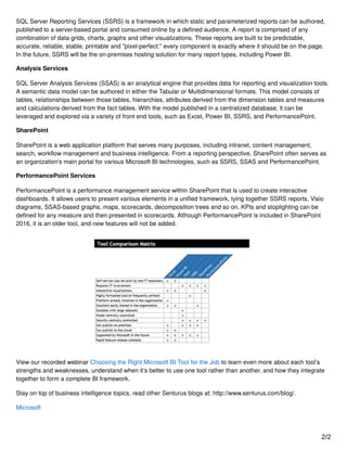 Microsoft BI Tool Overview and Comparison | PDF