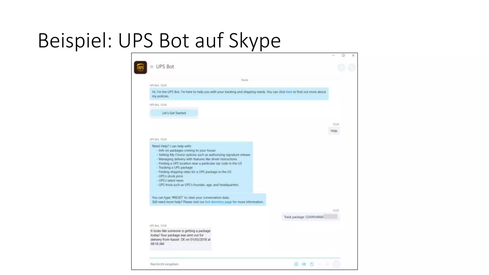 Beispiel: UPS Bot auf Skype 