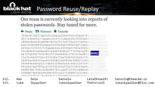 Password Reuse/Replay
SHA1
 