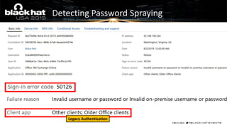 Detecting Password Spraying
Legacy Authentication
 